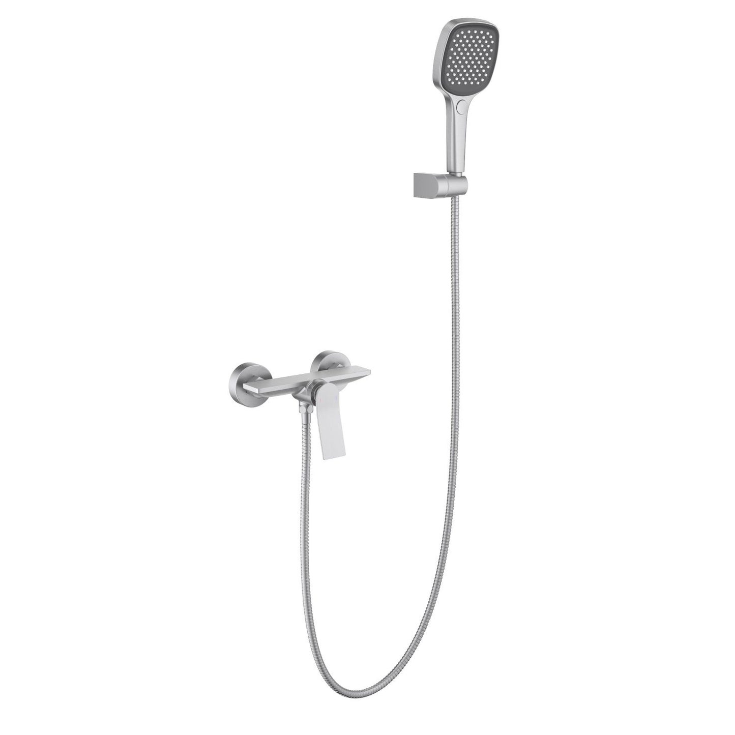 Aquavit Flow brushed nickel solid brass shower mixer set with three-function hand shower AT282101