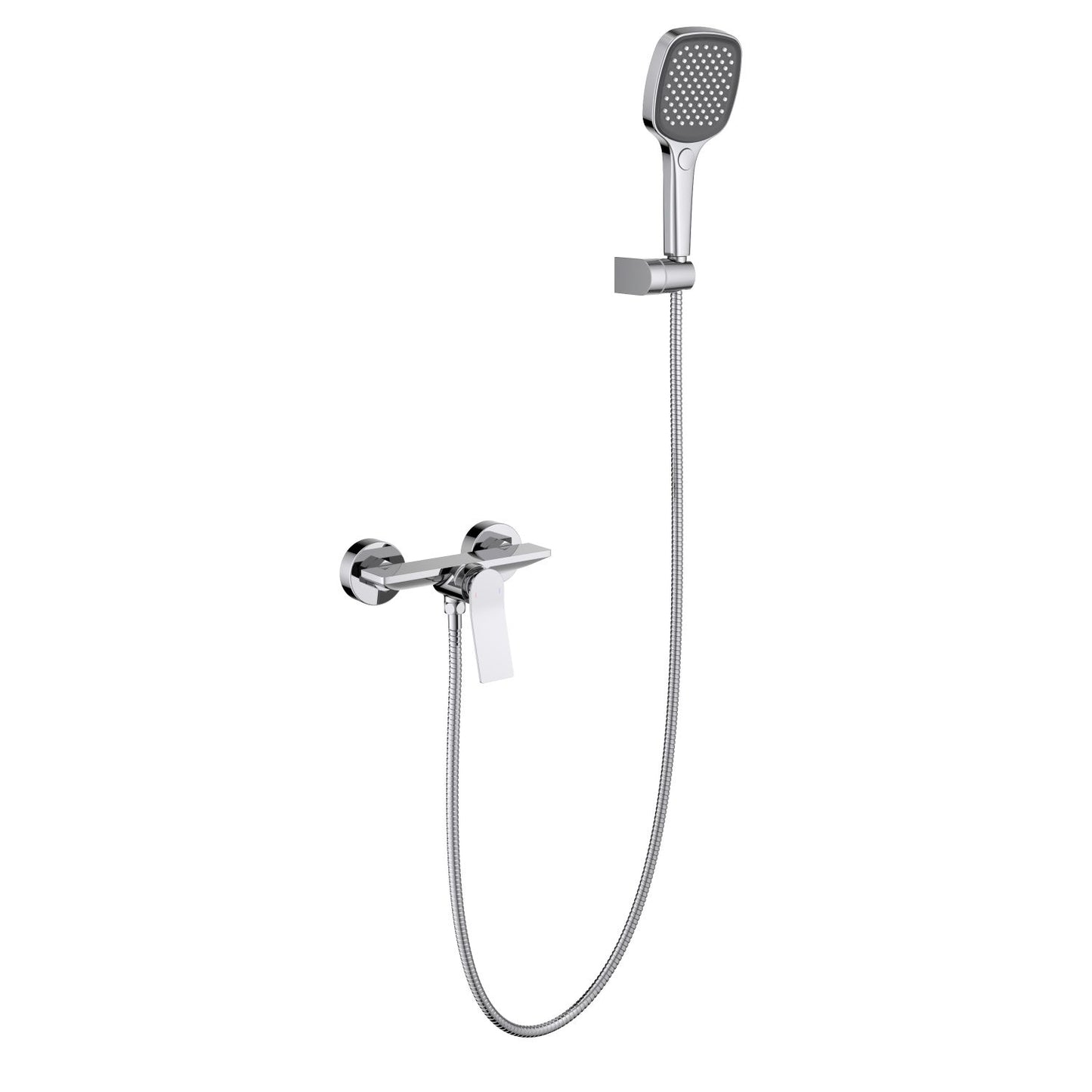 Aquavit Flow chrome solid brass shower mixer set with three-function hand shower AT282101
