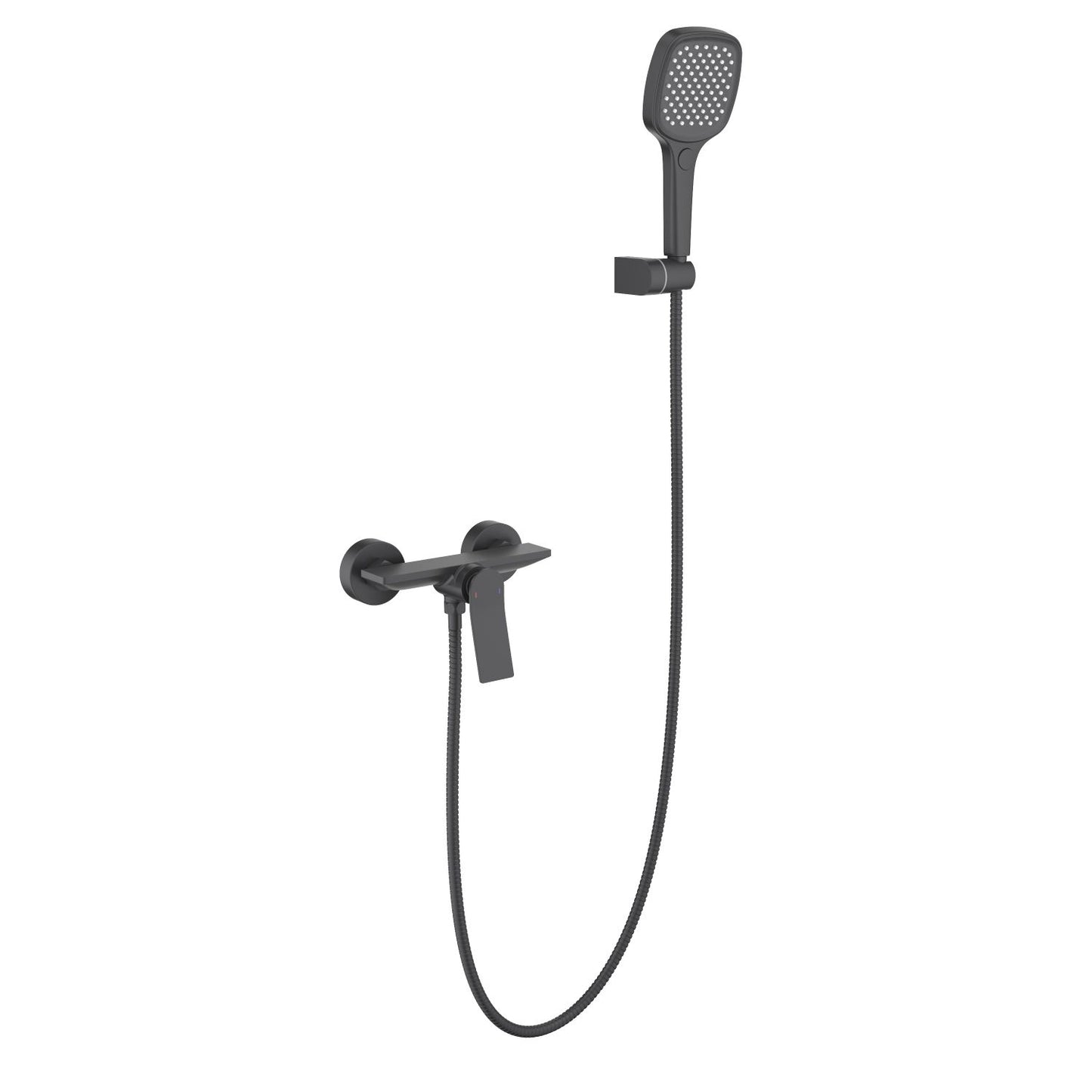 Aquavit Flow matte black solid brass shower mixer set with three-function hand shower AT282101
