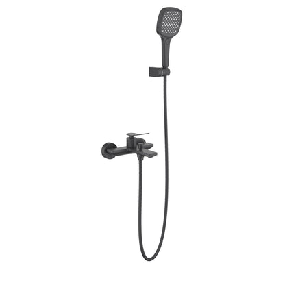 Aquavit Flow matte black solid brass wall-mounted bath shower mixer set AT282201
