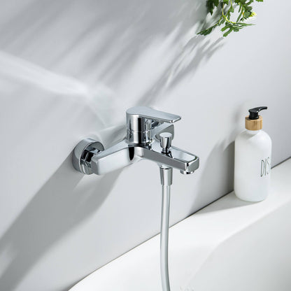 Aquavit Sense chrome wall-mounted bath shower mixer installed beside a bathtub