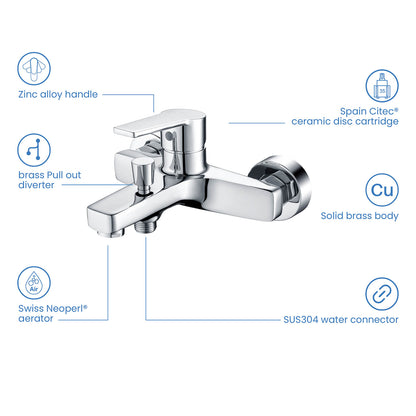 aquavit Sense AT422200 solid brass bath shower mixer component overview
