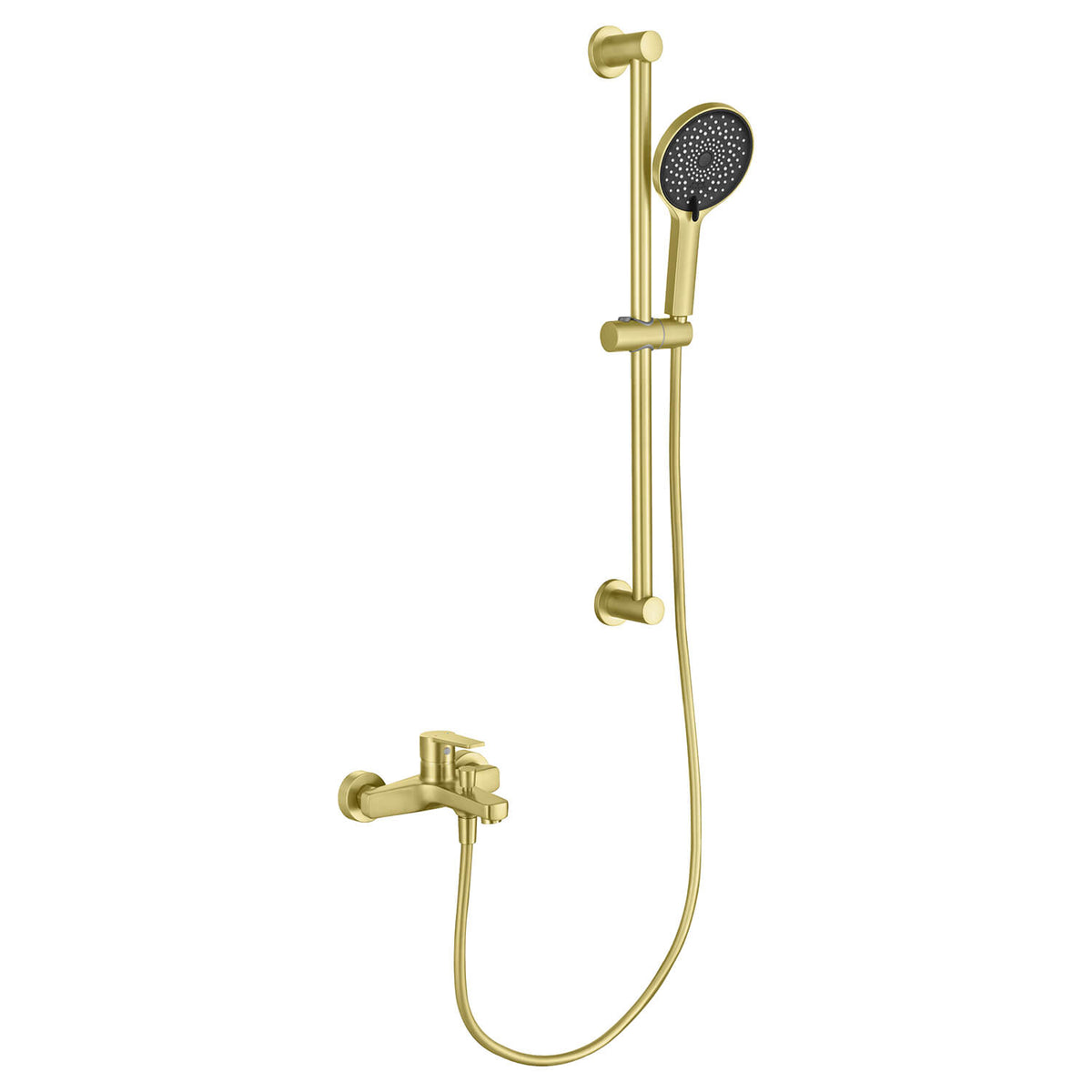 Aquavit Sense brushed gold bath shower mixer set with hand shower and slide rail