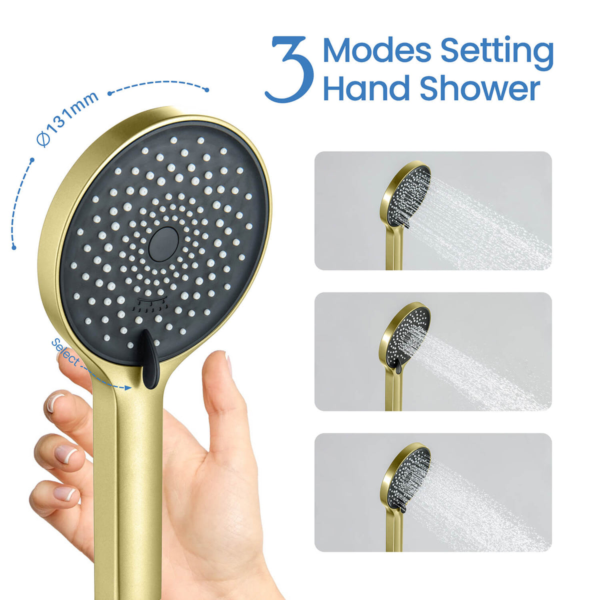 Aquavit Sense three-function ABS hand shower spray mode demonstration