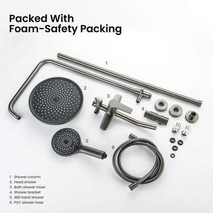 Aquavit Sense shower column components with protective foam packaging