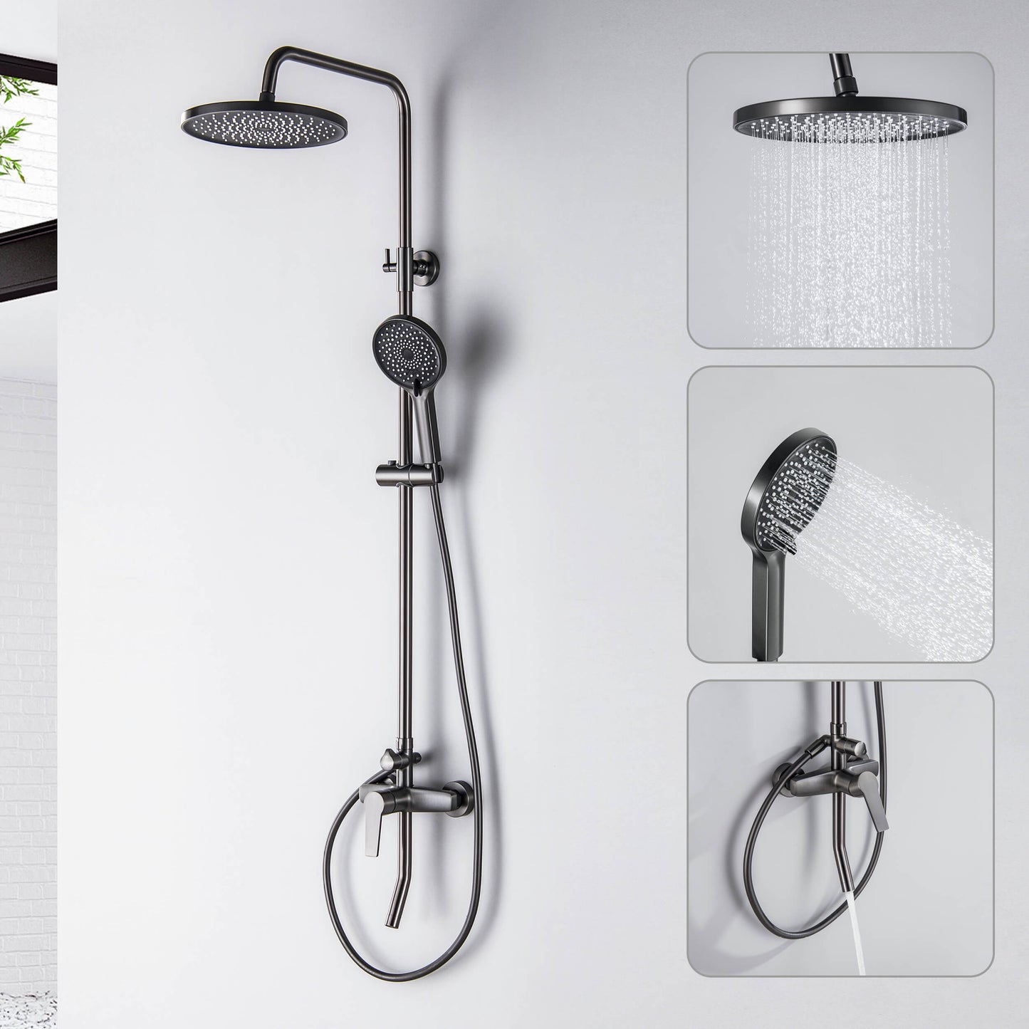 Aquavit Sense three-outlet shower column with head shower and hand shower functions