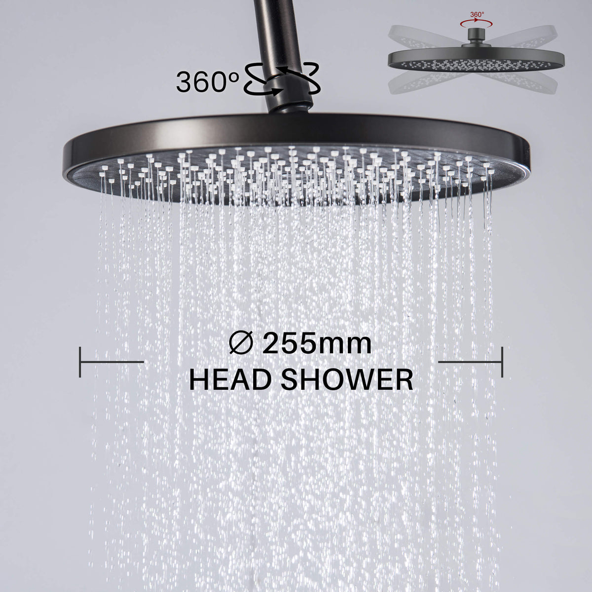 Aquavit Sense 255 mm rainfall head shower with adjustable ball joint