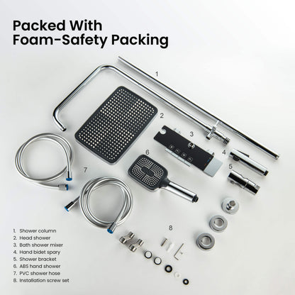 Aquavit Sense shower column components packed with protective EPE foam