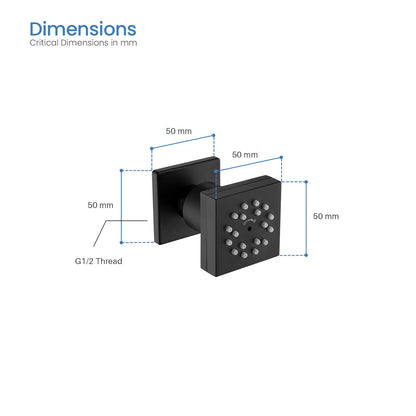 BJ07 matte brass two-function body jet Dimension drawing