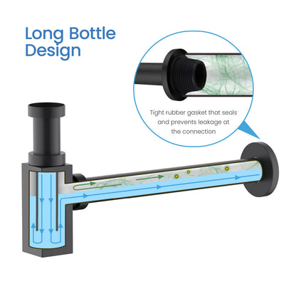 Contemporary Square P Trap 1-1/4" x 1-1/4" Bottle Trap BT0002