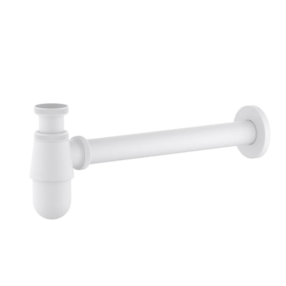 BT0003 matte white brass 1-1/4-inch round bottle trap