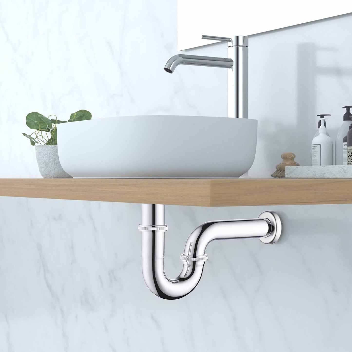 Aquavit Bathroom Sink Bottle P Trap Stainless steel Construction BT0006