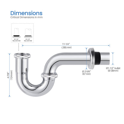 SUS304 P-Trap Corrosion-Resistant Plumbing Trap BT0008