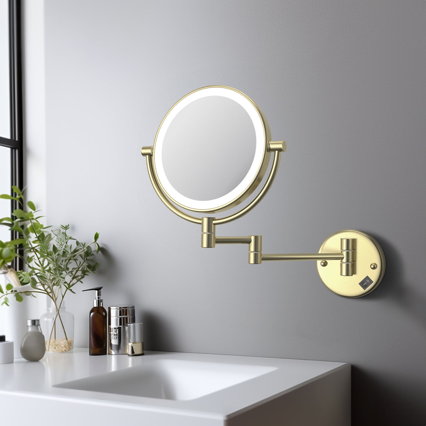 Aquavit Wall Mounted Brass LED Mirror CM03