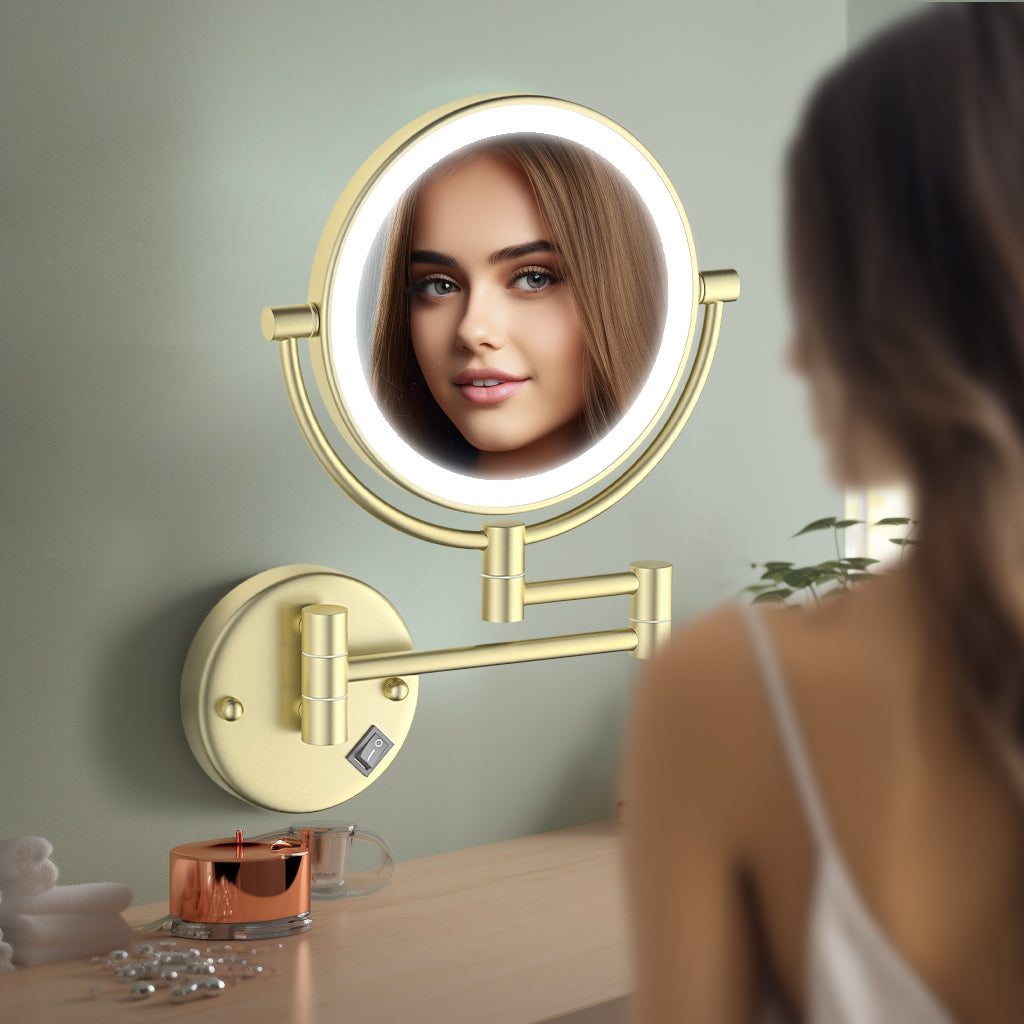 Aquavit Wall Mounted Brass LED Mirror CM03