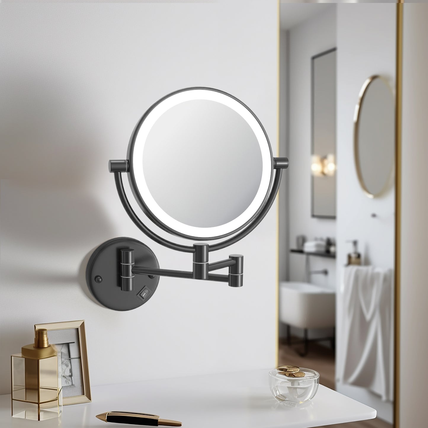 Aquavit Wall Mounted Brass LED Mirror CM03