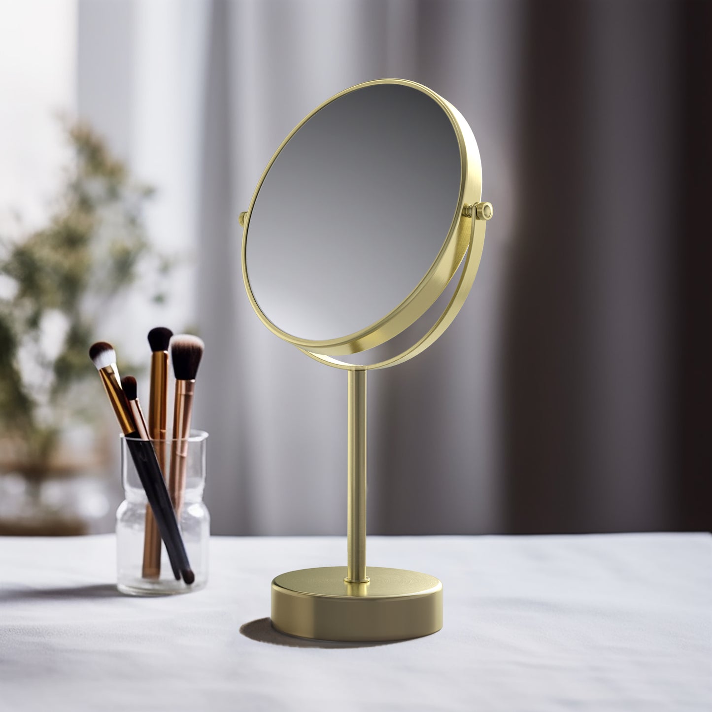 Dual-Sided Magnification Brass Beauty Mirror CM04