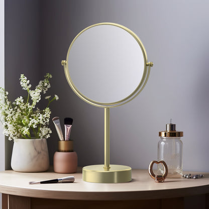 Dual-Sided Magnification Brass Beauty Mirror CM04