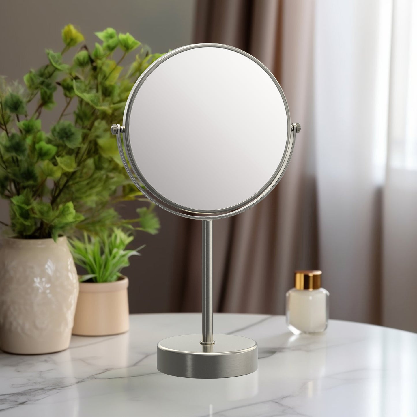 Dual-Sided Magnification Brass Beauty Mirror CM04