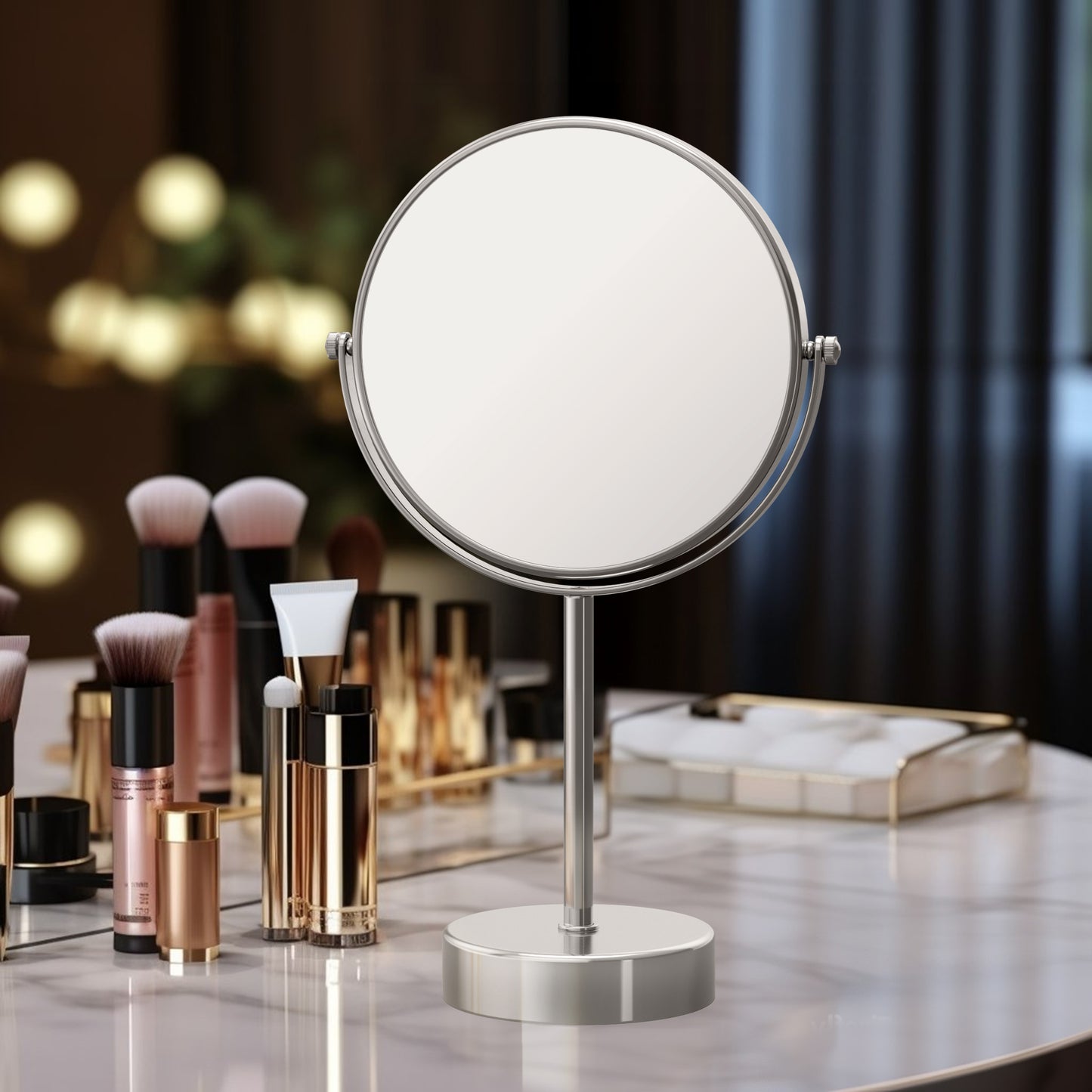 Dual-Sided Magnification Brass Beauty Mirror CM04