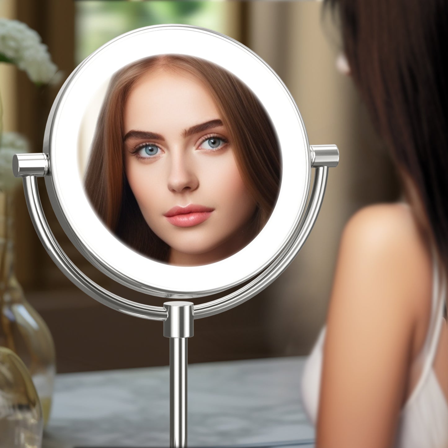 Free Standing 5X Magnifying LED Vanity Mirror CM06