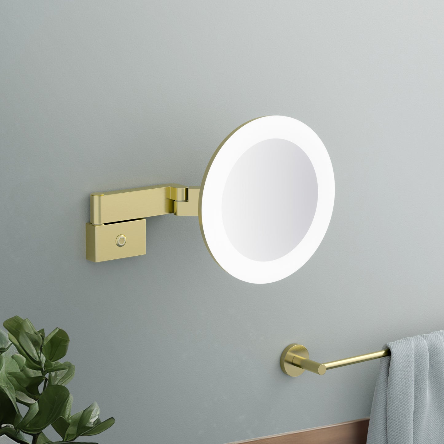 Aquavit Wall Mounted With Swivel Arm LED Round Mirror CM08