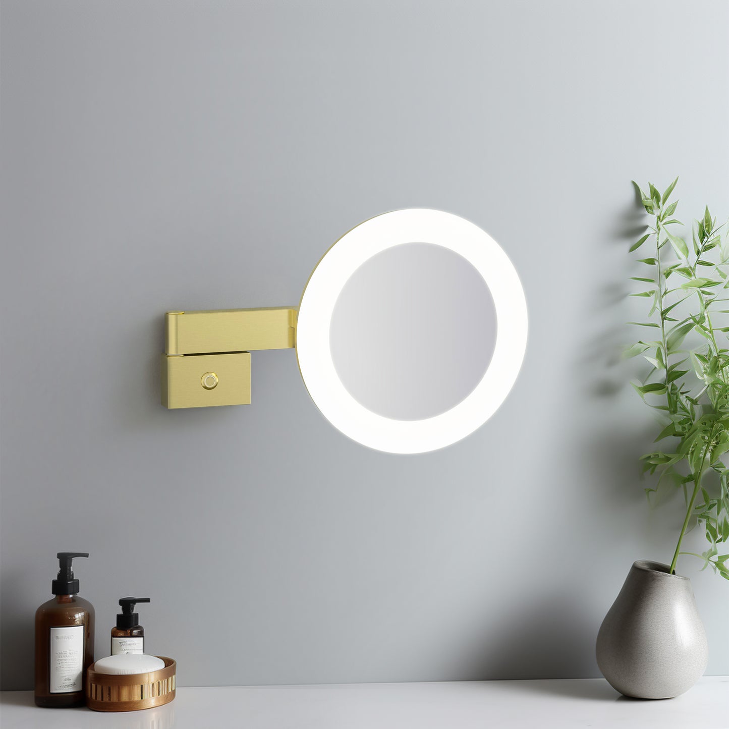 Aquavit Wall Mounted With Swivel Arm LED Round Mirror CM08