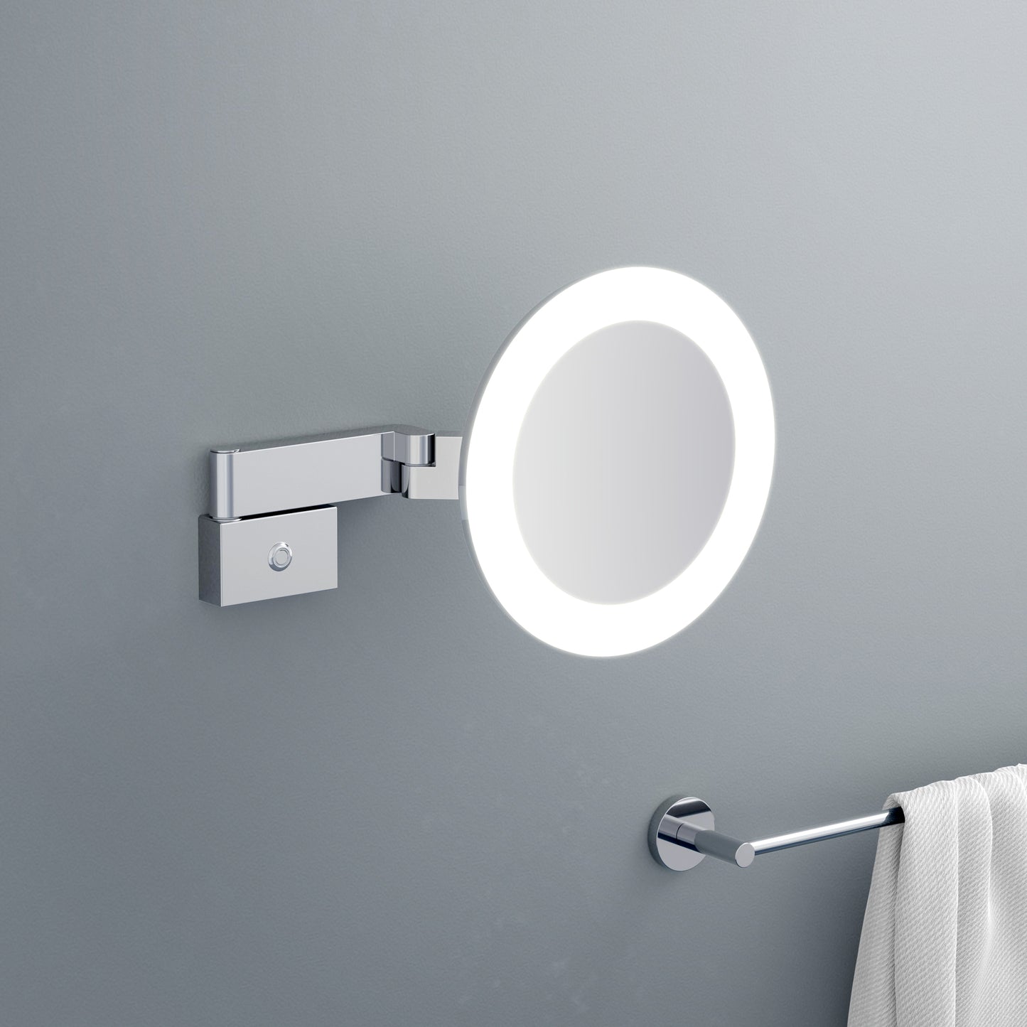 Aquavit Wall Mounted With Swivel Arm LED Round Mirror CM08