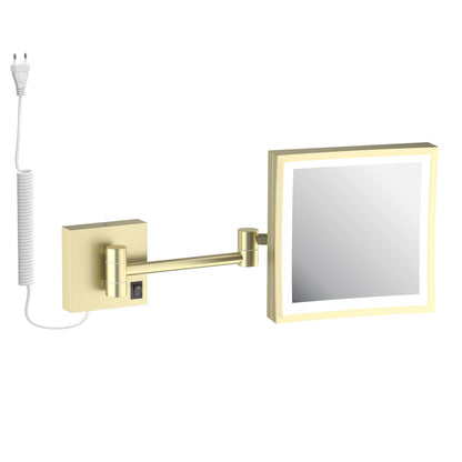 Brass Square 200*200mm LED Make Up Mirror With Plug CM130301