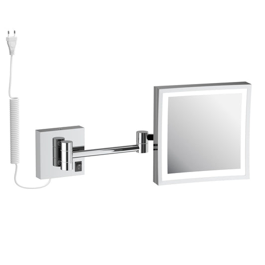 Brass Square 200*200mm LED Make Up Mirror With Plug CM130301