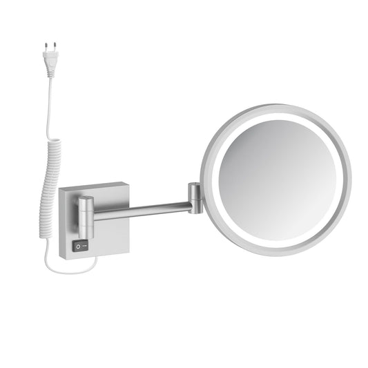 Aquavit Wall-Mounted LED Shaving Mirror with 3x Magnification and Plug CM160301