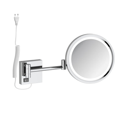 Aquavit Wall-Mounted LED Shaving Mirror with 5x Magnification and Plug CM160501