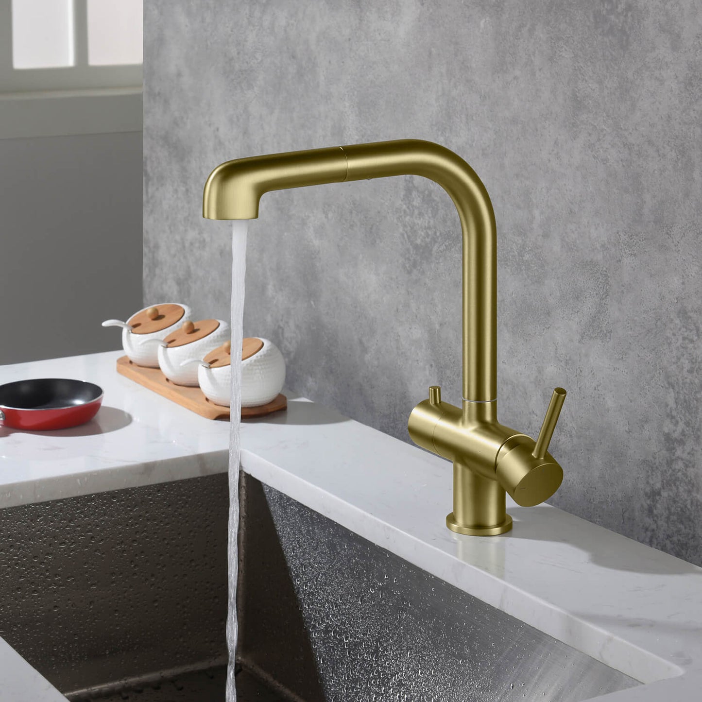 Solid Lead-Free Brass Pull-Out Kitchen Faucet with water filter FF2011