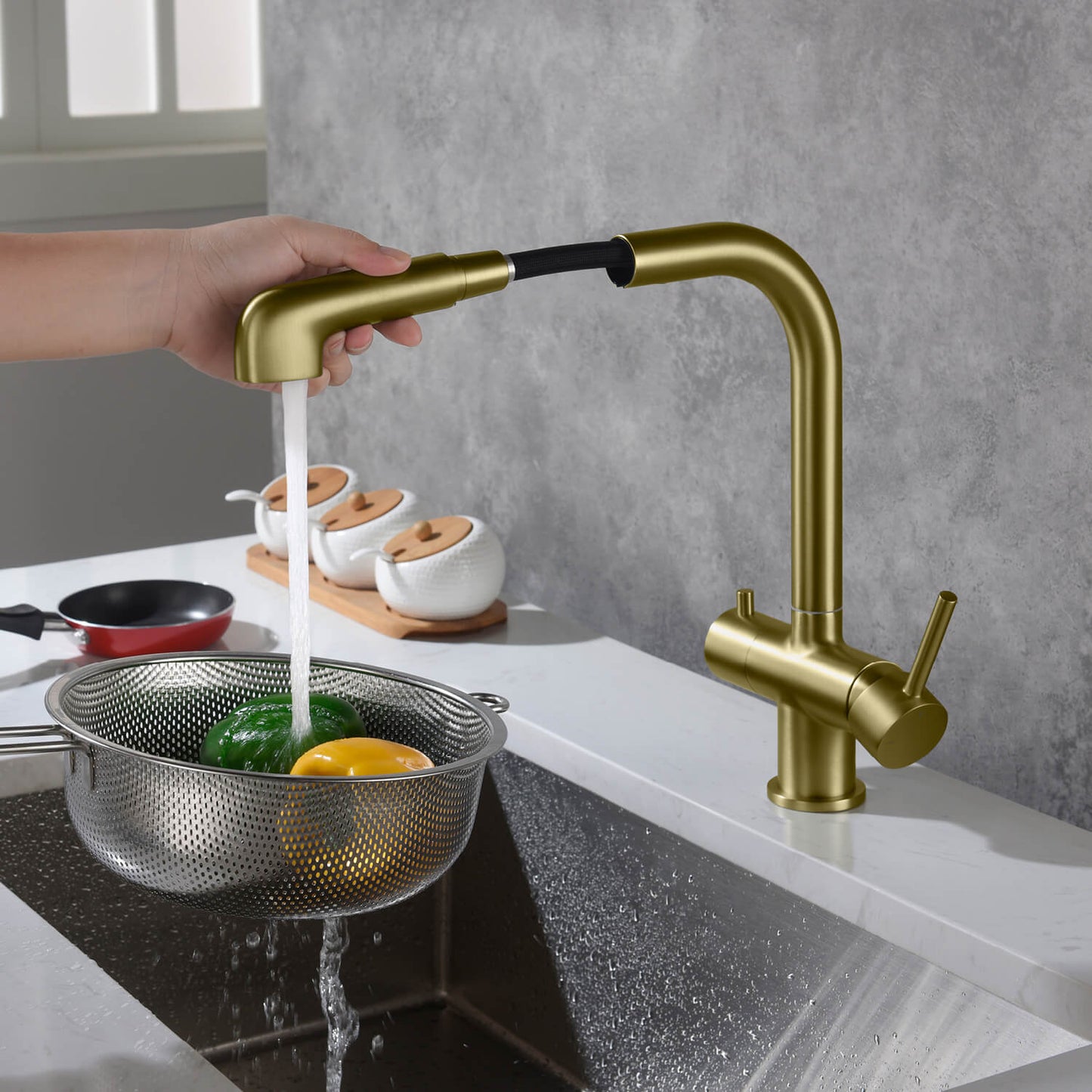 Solid Lead-Free Brass Pull-Out Kitchen Faucet with water filter FF2011