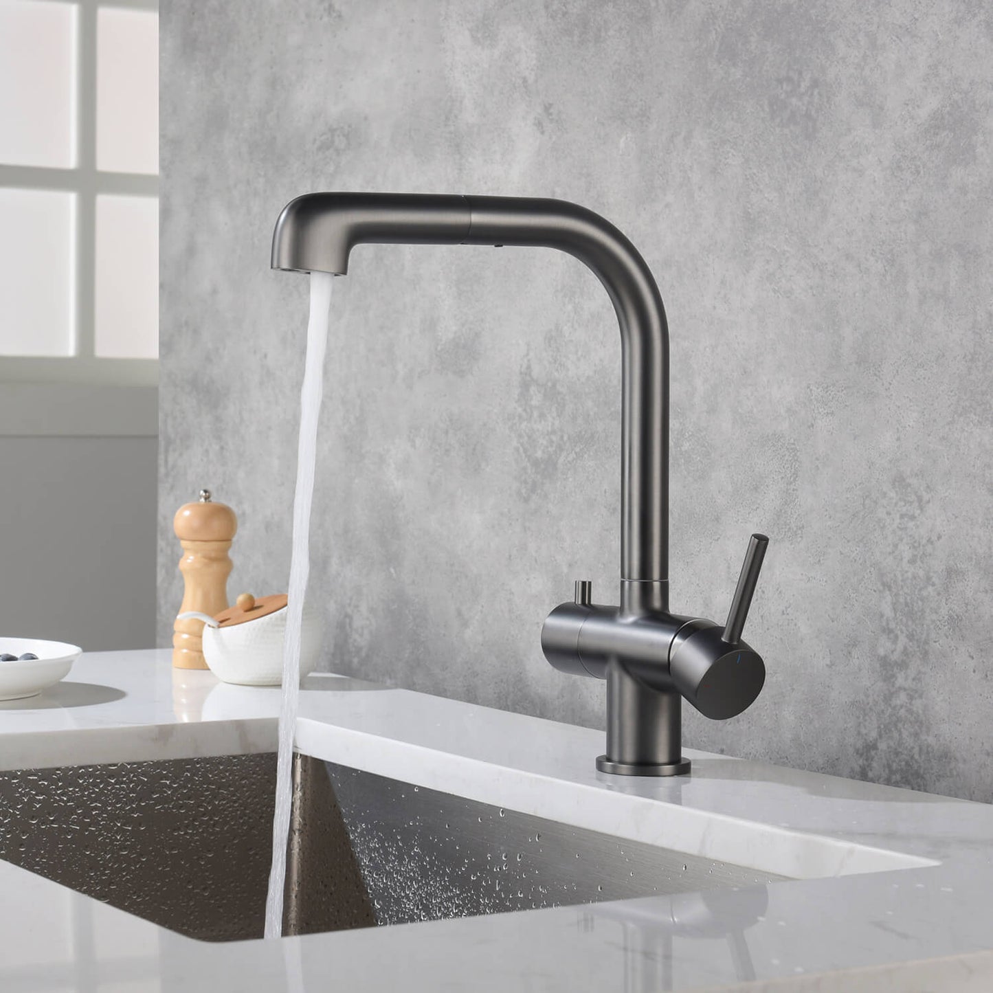 Solid Lead-Free Brass Pull-Out Kitchen Faucet with water filter FF2011