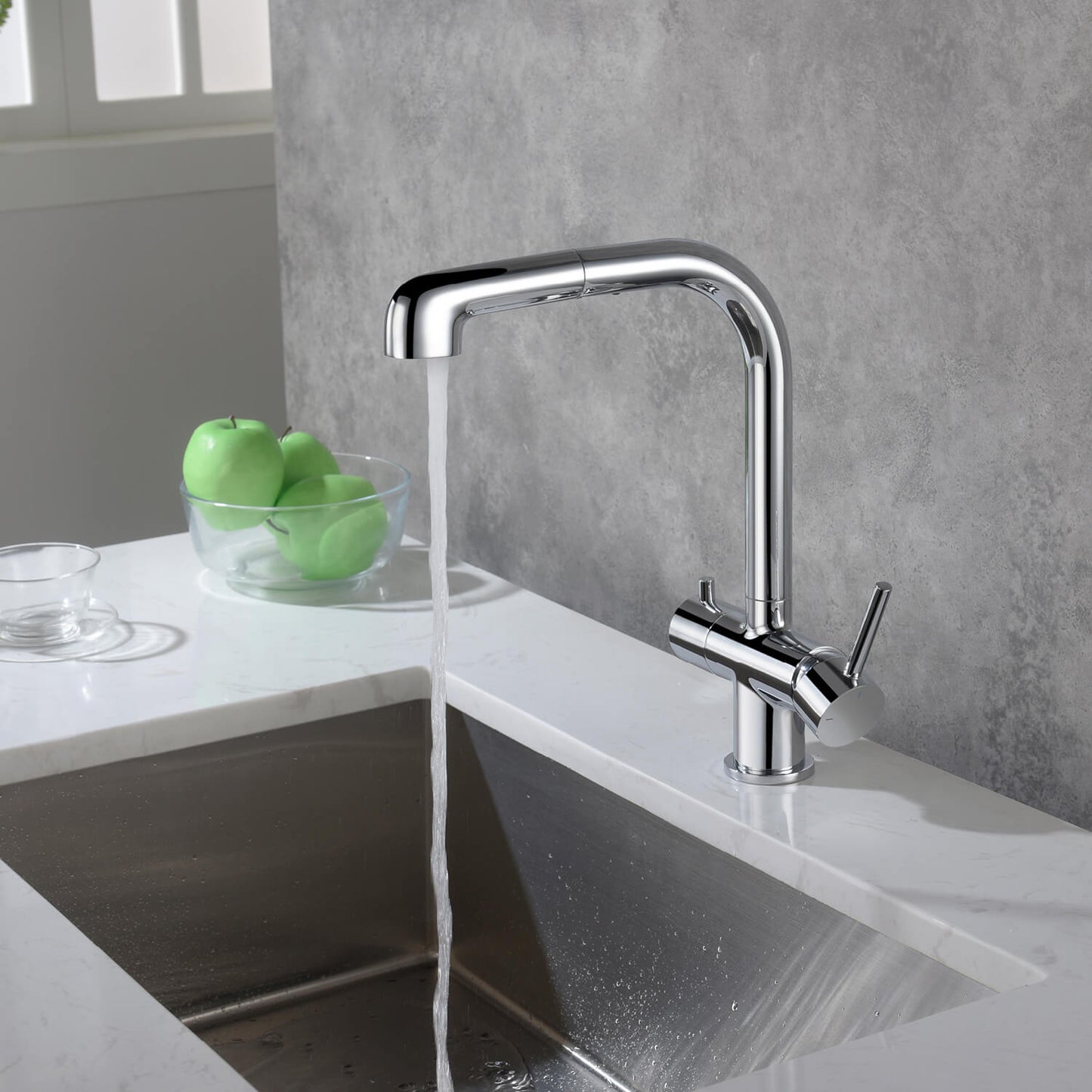 Solid Lead-Free Brass Pull-Out Kitchen Faucet with water filter FF2011