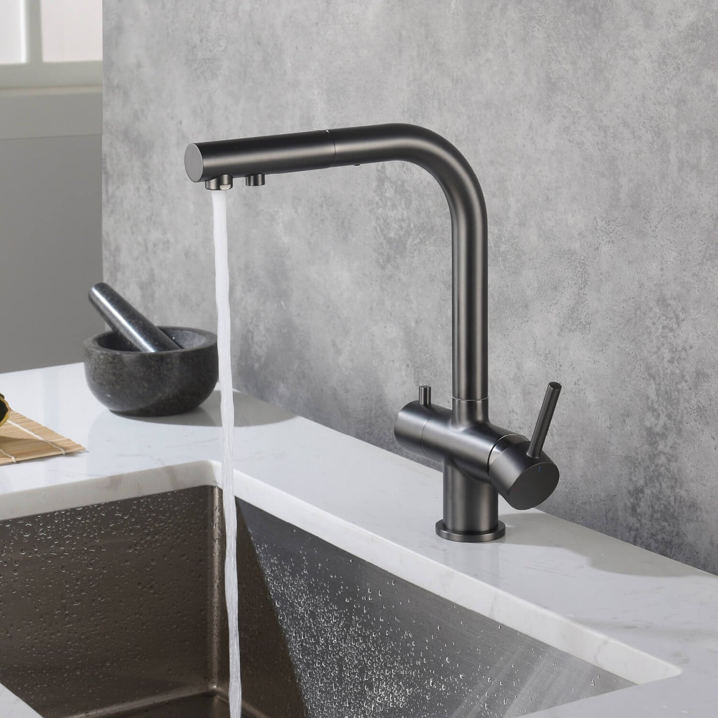 Aquavit Pull-Out Kitchen Faucet with Dual Control and Filter Compatibility - Model FF2012