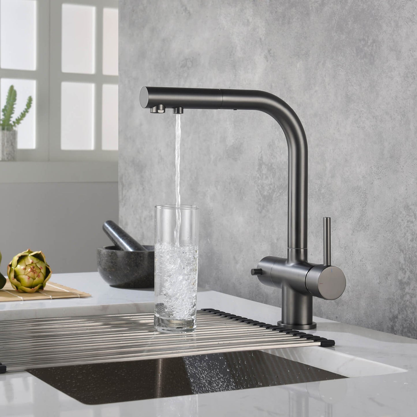 Aquavit Pull-Out Kitchen Faucet with Dual Control and Filter Compatibility - Model FF2012