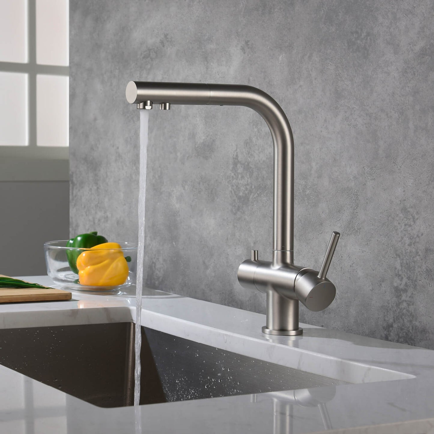 Aquavit Pull-Out Kitchen Faucet with Dual Control and Filter Compatibility - Model FF2012