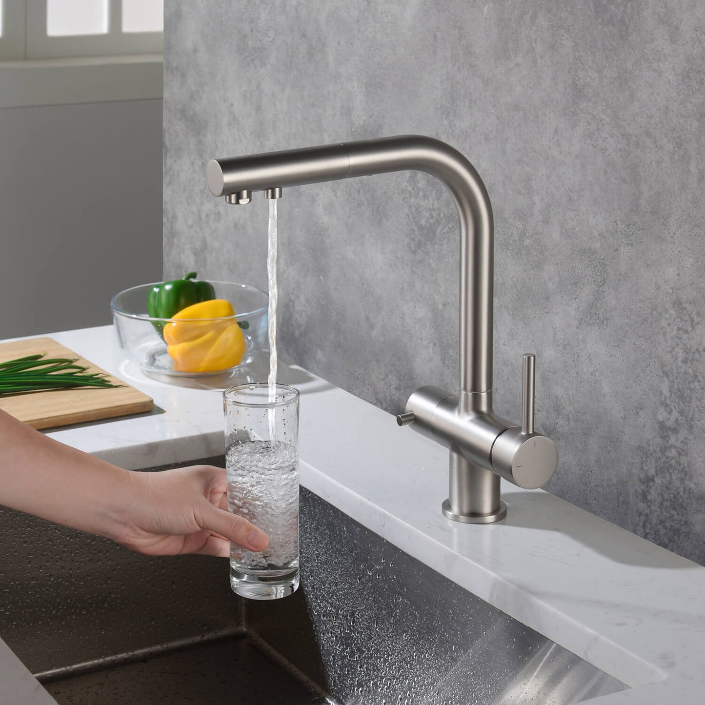 Aquavit Pull-Out Kitchen Faucet with Dual Control and Filter Compatibility - Model FF2012