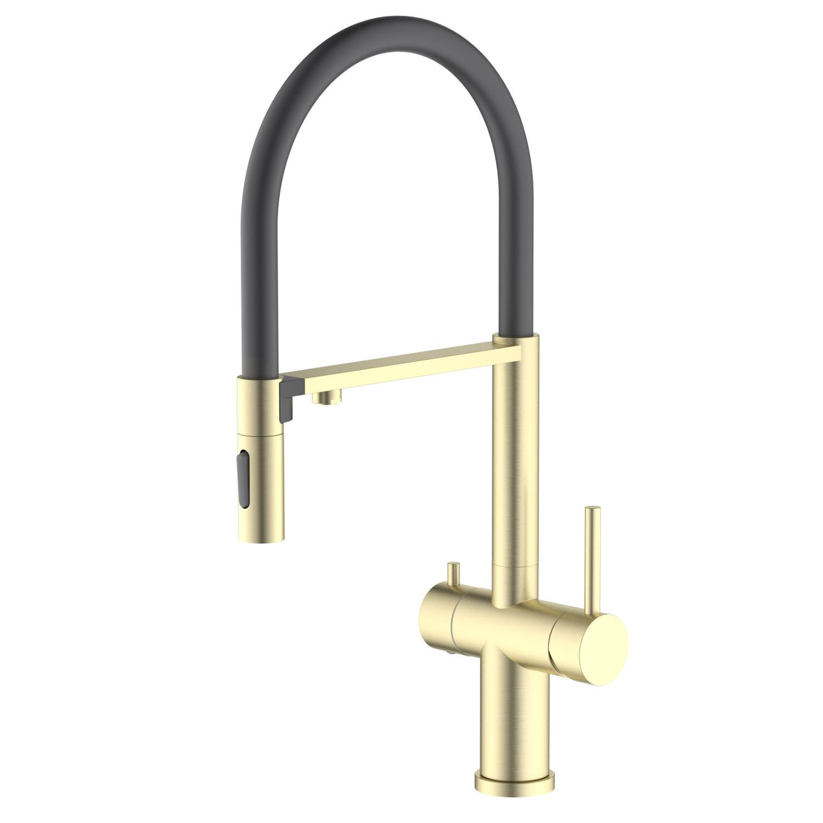 Aquavit Orbi brushed gold pull-out filtration kitchen faucet with magnetic two-function spray head FF21303