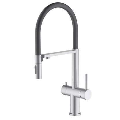 Aquavit Orbi brushed nickel pull-out filtration kitchen faucet with magnetic two-function spray head FF21303