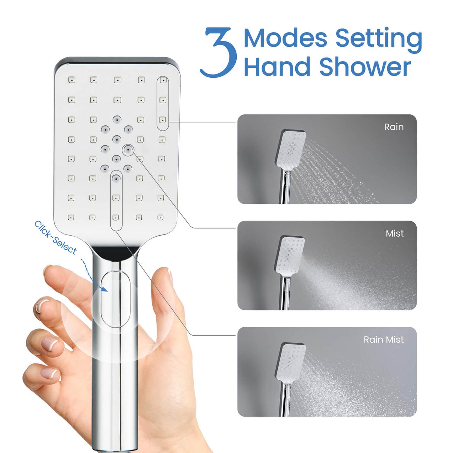 Square ABS hand shower 3 way HS2007