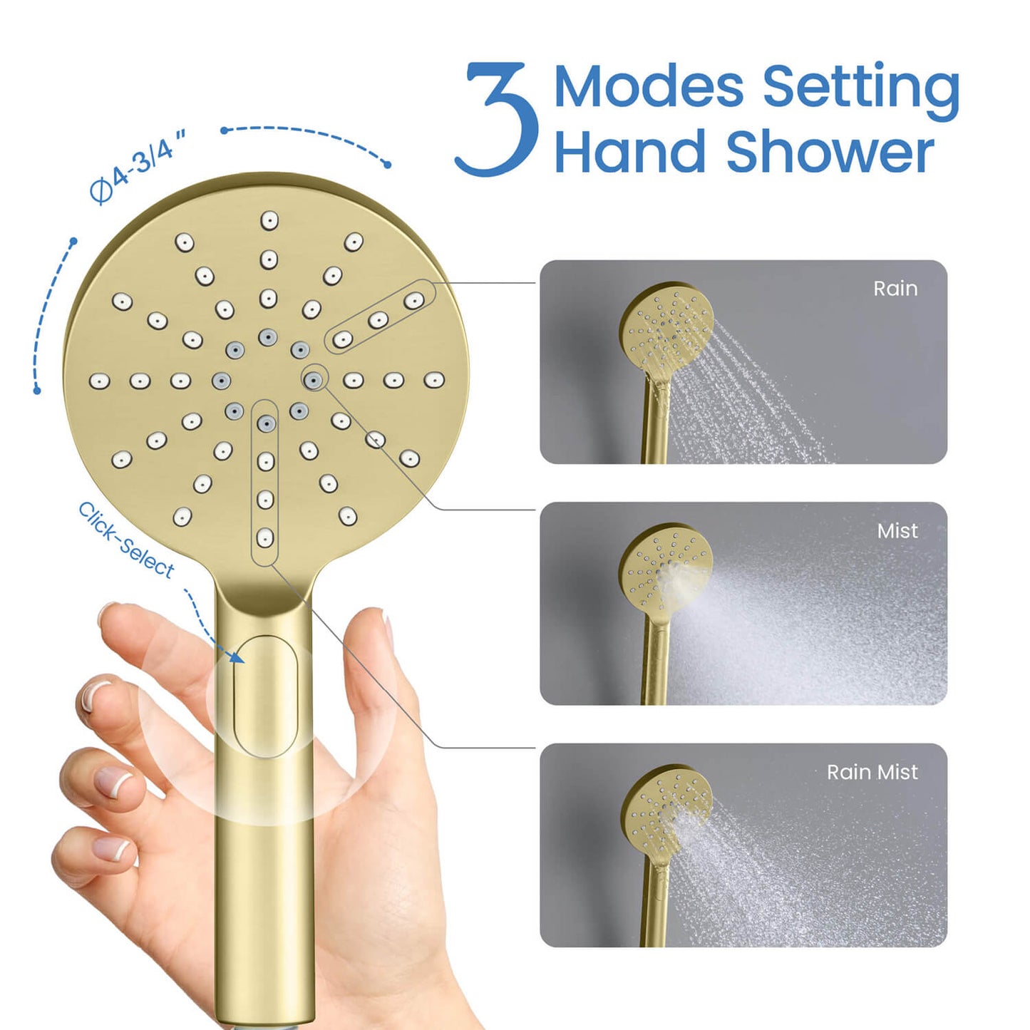 Rond ABS hand shower 3 way HS2008