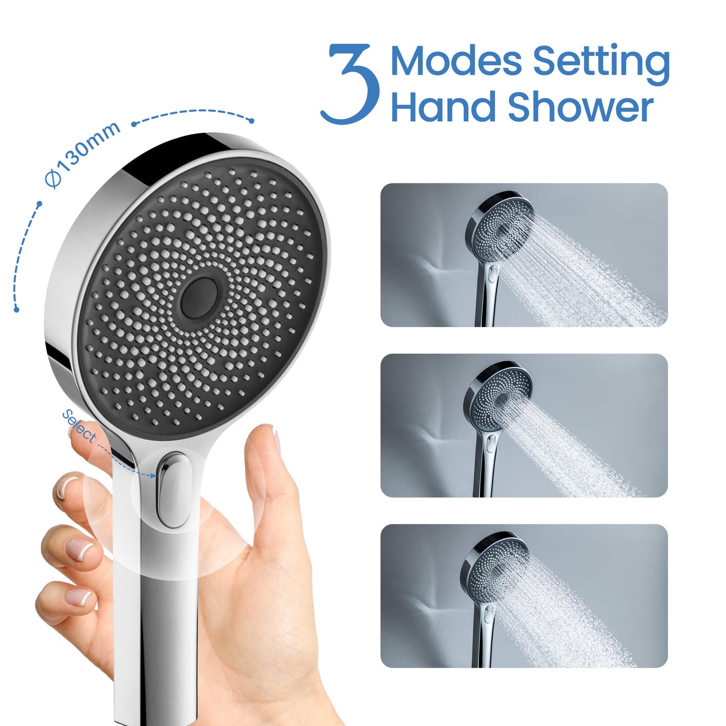 Round ABS hand shower Click Select 3 functions HS2009