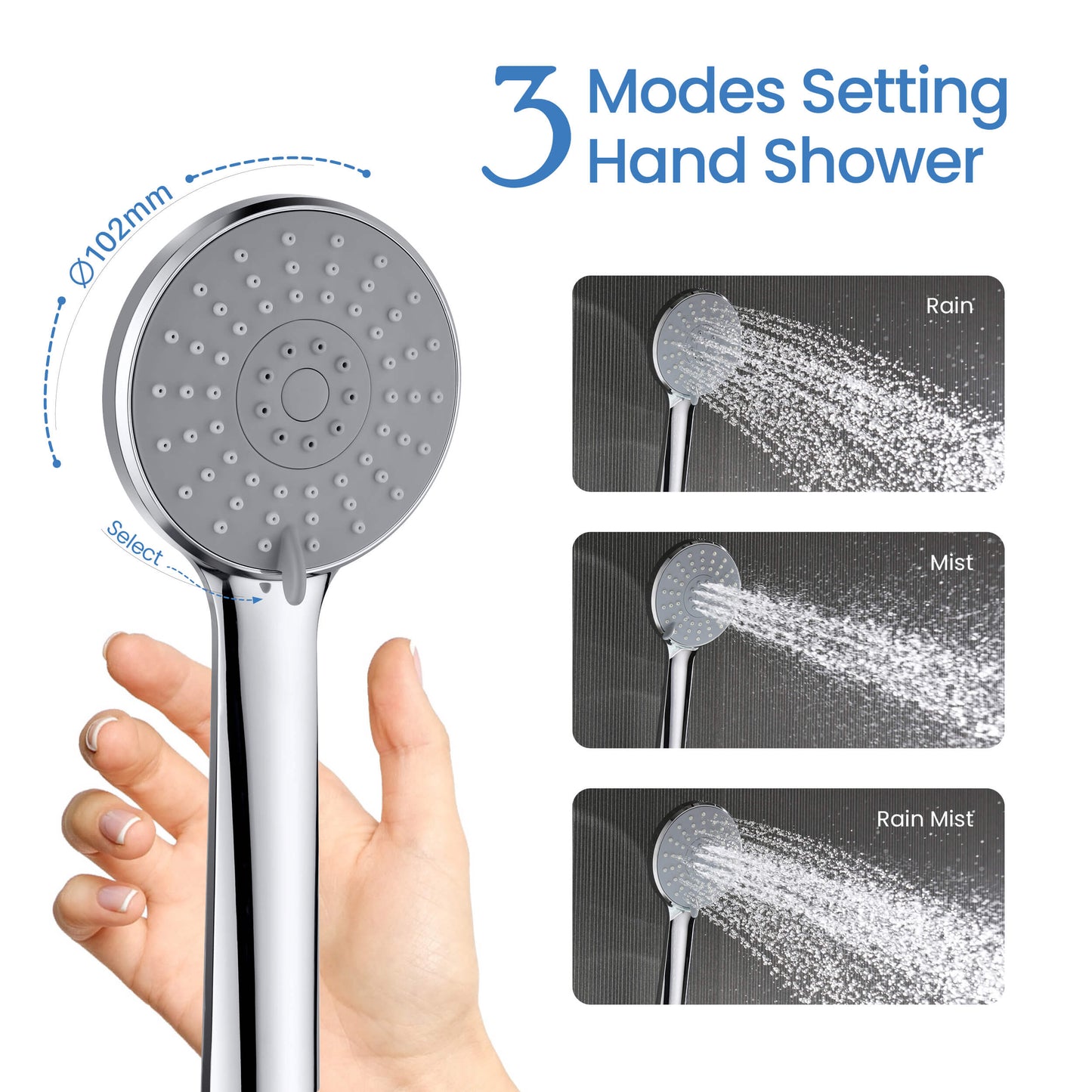 Rond ABS hand shower 3 way HS2013
