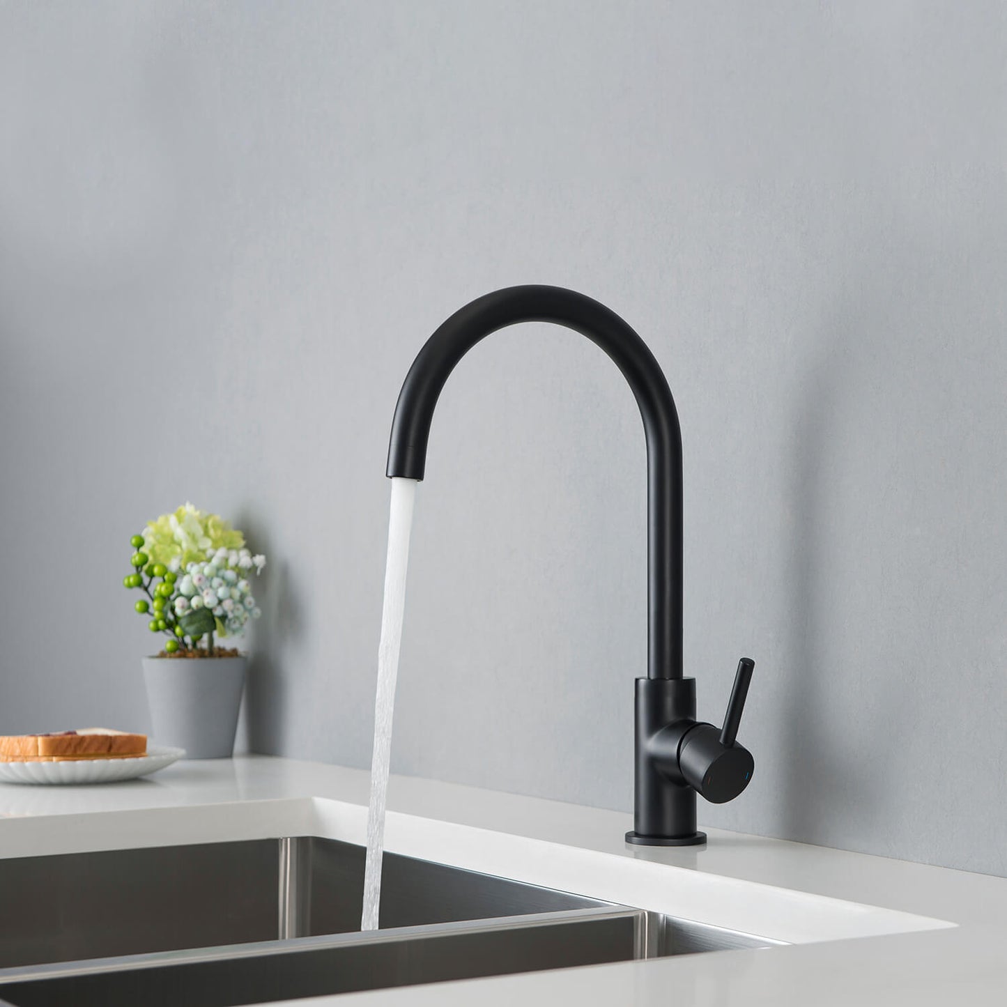 Modern Single Handle Kitchen Faucet with 360° Swivel Spout for Easy Use KF10001
