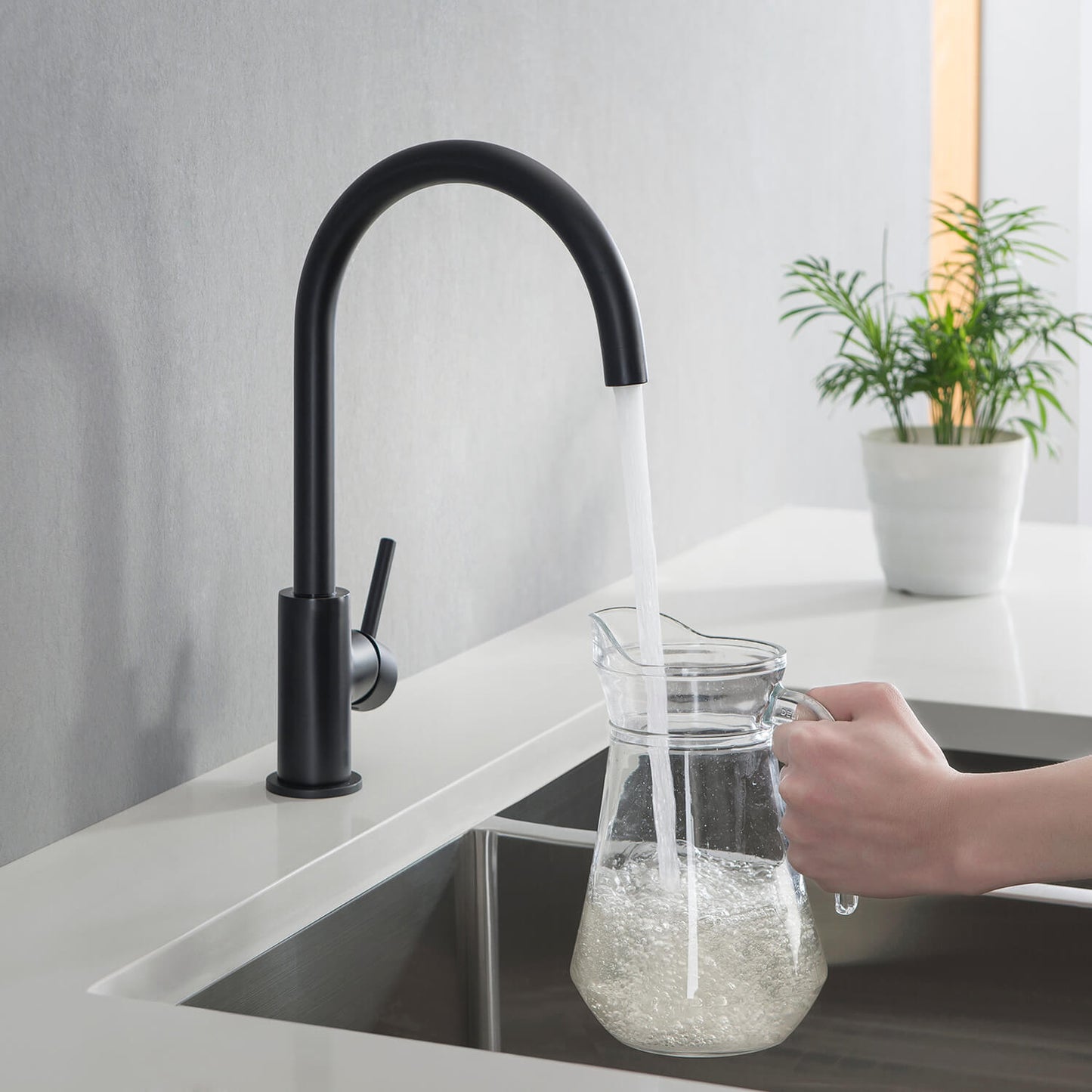 Modern Single Handle Kitchen Faucet with 360° Swivel Spout for Easy Use KF10001