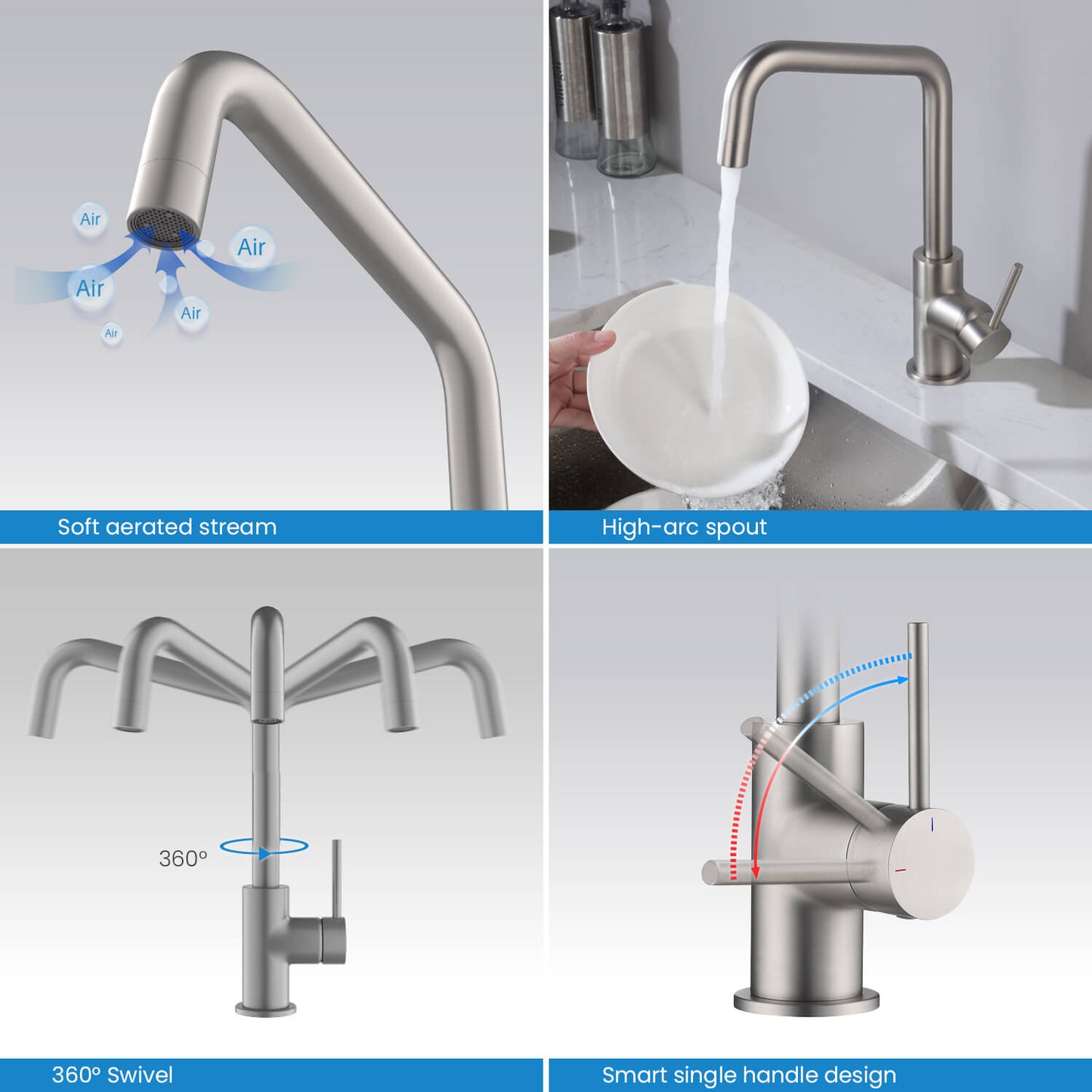 Durable Single Lever Kitchen Faucet for Easy Control KF10004