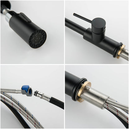 Modern Brass Kitchen Faucet with Pull-Out Hose KF10104